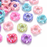 100pc Opaque Acrylic Beads Dyed AB Color Doughnut Mixed Color 12.5x4mm Hole: 4.5mm