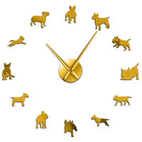 Bull Terrier Dog Wall Art DIY Large Wall Clock Dog Breed Pug Big Needle Clock Watch Pet Shop Decor Gift for Bull Terrier Lovers