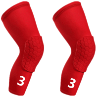 2 Pcs Girl Red Sport Long Knee Pads Boy Leg Sleeves Calf Basketball Volleyball Support ce Football Honeycomb Protective Gear