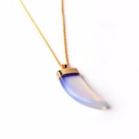 2017 fashion jewelry horn necklace opal green aventurine tiger eye pendant man and women gift