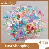 WUSUOGU 40PCS สีผสมกัน ลูกปัดเสน่ห์หางนางเงือกแวววาว เรซิน เสน่ห์ flatback เงา อุปกรณ์เสริมทำมือ การตกแต่งเครื่องประดับ สำหรับโทรศัพท์สมุดเก็บภาพ