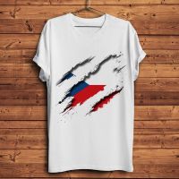 Vision Czech Republic Flag Inside Tearing Tshirt Men White Homme T Shirt