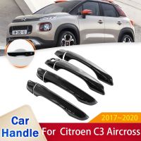 สติกเกอร์ป้องกันรถสำหรับ Citroen C3 Aircross 2017 2018 2019 2020กลอสด้านนอกสีดำสไตล์ฝาครอบมือจับประตู