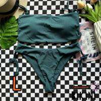 ? SHEIN BIKINI ชุดว่ายน้ำแฟชั่น ชุดว่ายน้ำสีเขียว พร้อมส่งจากไทย DARK GREEN SIZE L #SHGRN0057