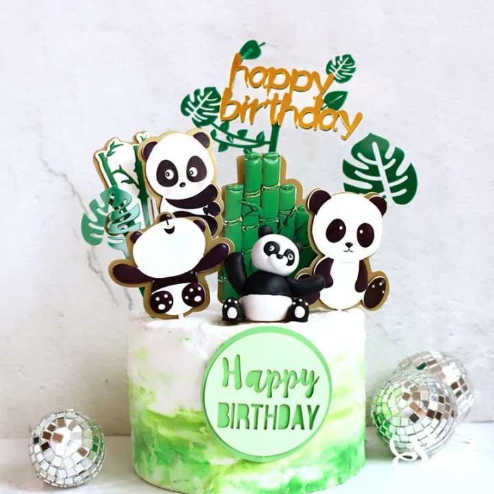 Ins Panda Cake Toppers bamboo Turtle leaf Decoration Happy Birthday for  Children's Day Boy Girl Party Supplies Baking Cute Gifts | Lazada Singapore