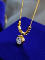 Light luxury niche high-end broken gold white shell smiley face necklace commuting collarbone chain womens fashion sweater chain does not fade ▩◇