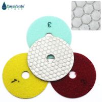 Hot sell DC-HW3PP02 4 inch dry 3 step 100mm white diamond polishing pads for stone marble and granite