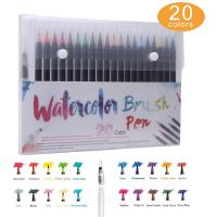 20 Color Watercolor Paint Brush pen set with Refillable water Coloring Pen for drawing painting Calligraphy art Kids gift A6901