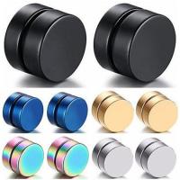 Men Earring Set Stainless Steel Circle Magnetic Clip Stud Earrings Magnet Fake Plugs No Piercing Clip On Jewelry Earring for men