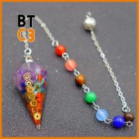 BTC3 เครื่องประดับแฟชั่นเครื่องประดับ จี้ลูกตุ้มเรกิ 7 Chakra orgonite ของขวัญสำหรับเด็ก Amulet การออกแบบใหม่ โซ่ห่วงโซ่ หินอัญมณีหิน