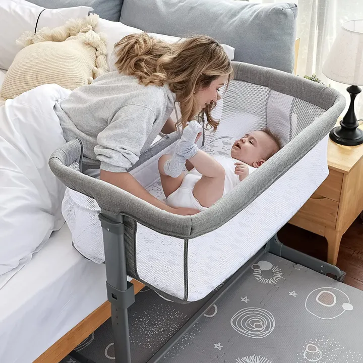 Tcbunny 2-In-1 Baby Bassinet & Bedside Sleeper, Adjustable Portable Crib  Bed For Infant/Newborn Baby, Grey (Mosquito Net Not Included) | Lazada Ph