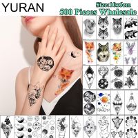 YURAN 500 Pieces Wholesale Waterproof 10x6CM Tattoo Temporary Fox Planet Body Art Tatoo Sticker Men Women Arm Neck Fake Tattoos Stickers