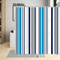 Creative Striped Shower Curtain Blue Gray White Line Geometric Bath Curtains Modern Minimalist Fabric Luxury Bathroom Decor Sets