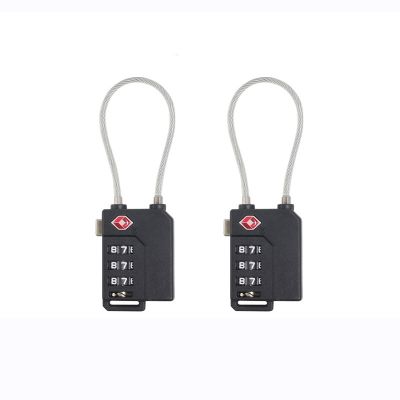 【CC】☇♛  TSA Luggage Lock High-grade Material Security Cable 3-Digit Combination Password Padlock