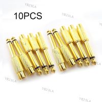 10PCS 6.35mm 1/4" Male Mono Plug to 6.5mm RCA Female Jack Audio AV Adapter Connector TS Sound Mixer Gold PlatedYB23TH