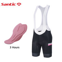 Santic ผู้หญิงขี่จักรยานเอี๊ยมกางเกงขาสั้น 4D เบาะกันกระแทกจักรยานกางเกงขาสั้นกลางแจ้งระบายอากาศขี่แน่นกางเกง MTB ถนนจักรยานกางเกงขาสั้น KL2C05150H