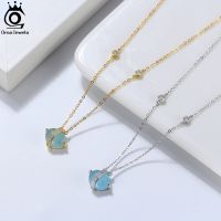 ORSA JEWELS 100% Genuine Natural Aquamarine Pendant 925 Sterling Silver Necklace Gemstone Jewelry for Women and Girls GMN04