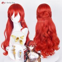 High Quality Game Honkai: Star Rail Himeko Cosplay Wig 66Cm Red Himeko Cos Wig Earring Heat Resistant Hair Party Wigs + Wig Cap