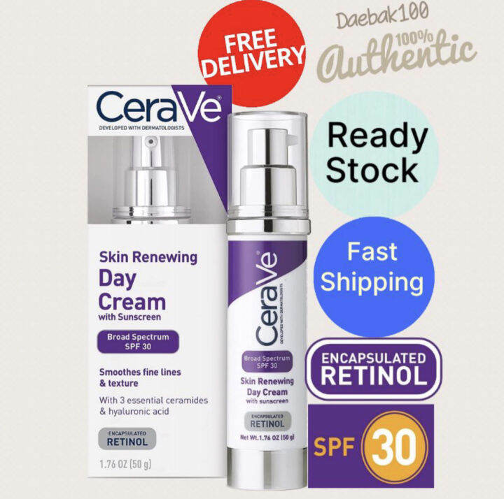 Cerave Skin Renewing Day Cream With Sunscreen Anti Wrinkle Cream For Face With Retinol Spf 30 2865