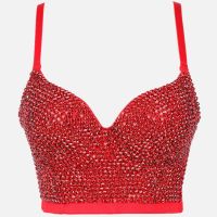 【YP】 Verão Diamante Lantejoulas Roupa Interior Bras Mulheres Ropa Mujer Push Up Mulher Roupas Curtas y2k Partes Superiores Das Senhoras Espartilho Bralette