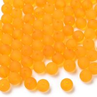 100pc  Round Transparent Acrylic Beads Frosted Orange 10mm Hole: 2mm