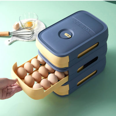 Kitchen Egg Storage Box with Lid Refrigerator Egg Tray Containers Egg Drawer Organization Eggs Holder Dispenser Racks
