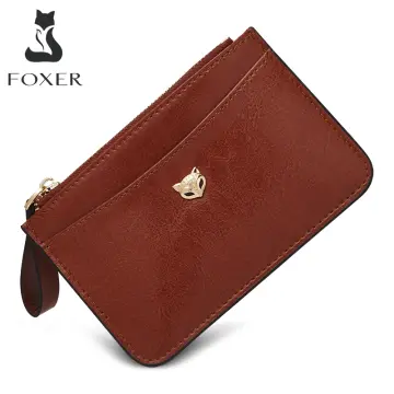 Foxer Luxury Split Leather Small Designer Wallets for Women