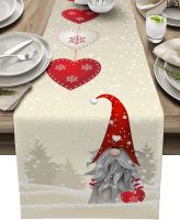 【LZ】✿  Christmas Snowflakes Gnome Linen Table Runners Dresser Scarves Table Decor Farmhouse Dining Table Runners Christmas Decoration