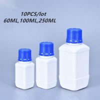 【LZ】❁  10 garrafas plásticas quadradas vazias do hdpe do produto comestível 60ml/100ml/250ml do recipiente de armazenamento líquido leakproof das garrafas plásticas dos pces