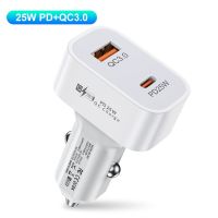 ที่ชาร์จแบตในรถ QC3.0ชาร์จเร็ว25W USB PD PD3.0 SCP AFC PD ที่ชาร์จความเร็วสูง5A USB ประเภท C ตัวชาร์จไฟสำหรับ iPhone รถ14 Samsung Xiaomi LCZ396ที่ชาร์จแบตในรถ S