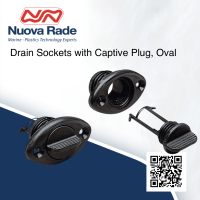 NUOVA RADE Drain Socket, w/Captive Plug, Oval 54x33mm , Black/White