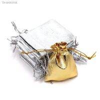 ♞◆ 50Pcs Gold Silver Organza Jewelry Pouches 7x9/9x12/10x15/13x18CM Wedding Party Favor Bags Gift Earring Jewellery Packaging Bag