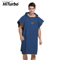 HiTurbo เสื้อคลุมอาบน้ำชายหาดแห้งเร็ว,เสื้อคลุมอาบน้ำผ้ากำมะหยี่มีฮู้ดสองด้านสามารถใส่เสื้อผ้าผ้าเช็ดตัวเพื่อดูดซับน้ำและแห้งได้อย่างรวดเร็ว Tuowenguoji