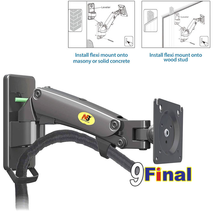 ขาตั้งจอคอม-ติดผนัง-north-bayou-nb-f120-by-melectronic-ขาแขวนจอทีวีติดผนัง-led-monitor-lcd-monitor-led-arm-17-27-gas-spring-full-motion-tv-wall-mount-lcd-monitor-holder-aluminum-arm-bracket