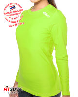 เสื้อรัดกล้ามเนื้อแขนยาว หญิง FITSUITS ORIGINAL FF-S001-11 สีเขียวสะท้อนแสง เสื้อรัดกล้ามเนื้อ ชุดกีฬา วิ่ง โยคะ ฟิตเนส