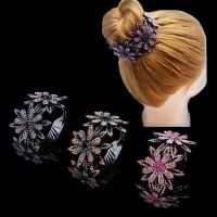 【CW】 Rhinestone Hair Claws Fashion Floral Twist Clip Hairpin Bun Maker Headwear Accessories