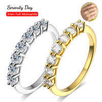 Serenity วันจริง D สี7หิน3มิลลิเมตรเต็ม Moissanite แถวแหวน S925แผ่นเงิน Pt950เครื่องประดับที่เรียบง่ายสำหรับขายส่ง