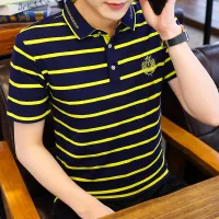 Polo shirt เสื้อโปโล แขนสั้น คอปก ชนิดผ้าฝ้าย ผ้าบาง ลายทาง สไตล์ธุรกิจ แฟชั่นฤดูร้อน สำหรับผู้ชาย