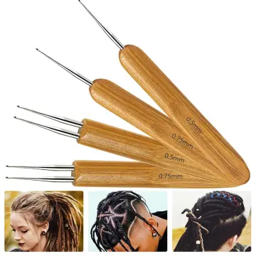 3Pcs Latch Hook Tool, Latch Hook Crochet Needle for Micro Braids, Hair  Extension, Feather and Carpet