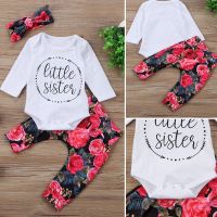 Girl Clothes Toddler Baby Girls Tops Romper Flower Pants 3Pcs Outfits Set Clothes  by Hs2023