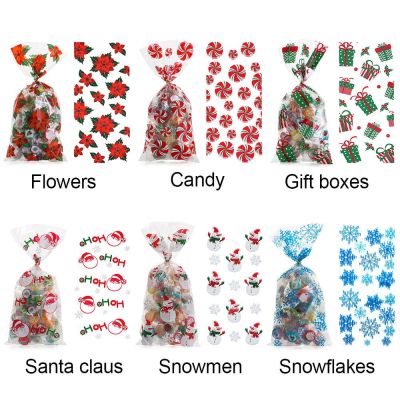 YUSENS New Year Xmas Candy Bags Home Decoration Merry Christmas Biscuit Bags Gifts Box Santa Claus Plastic Snowflakes Snowmen Candy Treat Bag