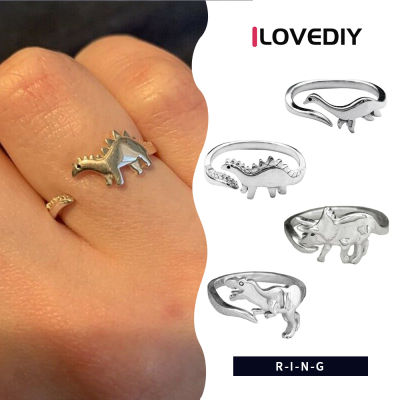 ILOVEDIY แหวนไดโนเสาร์,แหวนไดโนเสาร์คอยาวเครื่องประดับสเตโกซอรัสสัตว์น่ารักของขวัญแหวนอ้าได้แหวนผู้หญิง
