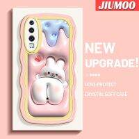 JIUMOO เคสสำหรับ Huawei P30 P30โปร P30ไลท์3D การ์ตูนกระต่ายสีขาวตัวเล็กๆลายคลื่นคอลโลโปร่งใสกันกระแทกเคสโทรศัพท์เนื้อ TPU กรอบป้องกันกล้องปลอกซิลิโคน