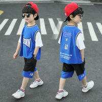 5-12 Years Summer Loose Short Sleeve Boys Basketball Suit Letter Print T-Shirt + Short Pants Sport Clothes Set