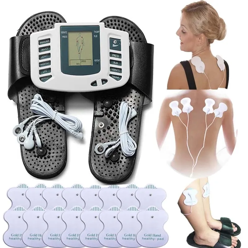 Electric massager pulse TENS Neck back foot body massager electrod health  therapy massage machine Slimming Muscle Relax 2+4 pad