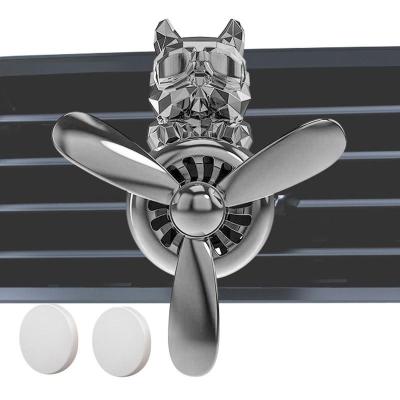 【DT】  hotPlane Car Air Freshener Cute Bulldog Pilot Car Diffuser Rotating Propeller Aromatherapy Ornament Car Air Freshener Air Outlet