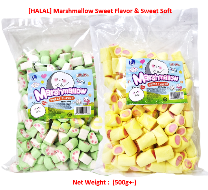 [HALAL] Marshmallow Sweet Flavor & Sweet Soft (500g+) Green / Yellow