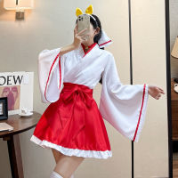 ญี่ปุ่น Kawaii Kimono Robe อะนิเมะคอสเพลย์ชุดกิโมโน Plus ขนาด Lolita เสื้อผ้าแขนยาวสีแดงสีขาวชุดแม่บ้าน Dropshipping