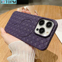 เคสบางพิเศษ TPU นิ่มลายตะแกรงสานระบายอากาศได้สำหรับเคสชาร์จไร้สายแม่เหล็ก Magsafe สำหรับ iPhone 14 13 Pro Max 14Pro