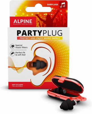 Alpine Hearing Protection Alpine PartyPlug Reusable Ear Plugs - Noise Reduction Filtered Ear Plugs for Party and Clubbing - Comfortable Concert Earplugs - 1 Pair Reusable Soft Black Earplugs